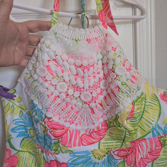 Lilly Pulitzer | Brighton Dress Boca Chica Halter | Crochet Lace Trim | NWOT |10 - Picture 2 of 12